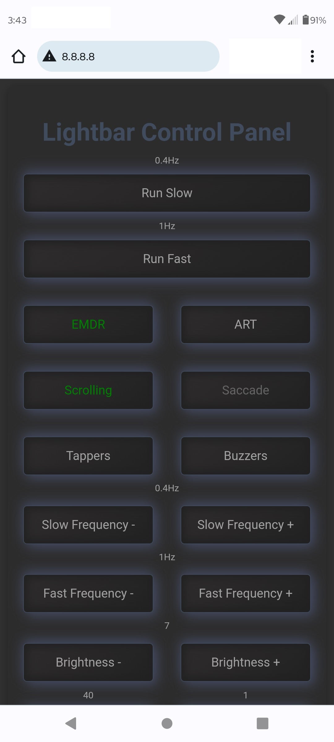 EMDR Lightbar. Stand alone remote control or Wi-Fi operation option.
